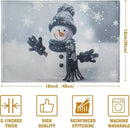 Snowman Placemats Set of 4, 12x18 Inch Winter Cute Blue Snowman Snowflake Table Mats Seasonal Christmas Holiday Washable Linen Fabric Place Mats for Farmhouse Party Kitchen Dining Decor by CozyNest Decor