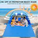 Beach Tent Sun Shelter with Extended Sand Mat 114×82inch，UPF 50+ Protection, 3 Double-Layer Windows for Enhanced Privacy; Portable Beach Shade, 3-4 People. Windproof and Waterproof by TinyTreasures Baby Boutique