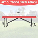 48" L Outdoor Steel Flat Bench, Heavy Duty Metal Park Bench for Outside, Expanded Metal, Commercial Benches Mesh Bench for Shopping Mall, Store, Lawn, Park, Patio, Deck, Garden (Red, 6FT) by GreenHaven Gardens