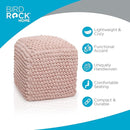 BIRDROCK HOME Buds Pouf Foot Stool Ottoman - Knit Bean Bag Floor Chair - Cotton Braided Cord - Great for The Living Room, Bedroom and Kids Room - Small Furniture (Dusty Rose - Buds) by CozyNest Decor