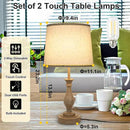 Touch Lamps for Bedrooms Set of 2, Farmhouse Table Lamp with Dual USB Charging Ports, 3 Way Dimmable Nightstand Lamps with Linen Fabric Lampshade for Bedroom (Pack 2-Beige Shade & Antique Brown) by CozyNest Decor