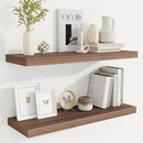 Fun Memories Floating Shelves for Wall, 30 Inch Rustic Wood Wall Mounted Shelves for Bathroom, Bedroom, Kitchen, Living Room, Deep Floating Shelves for Storage & Home Decor (Walnut, Set of 2) by CozyNest Decor