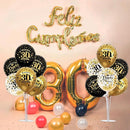 TONIFUL 4 Set Black Gold Balloon Stand Kit for Birthday Decorations for 30th,Balloon Centerpieces for Table Party Decorations Cheers to 30 Years Old Birthday for Men and Women by TinyTreasures Baby Boutique