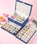 Earring Jewelry Box for Women Girls Stud Organizer, 5 Layers Navy Jewelry Organizer Box With Lock Earring Holder Organizer Ring and Necklace Jewelry Box with Earrings Holder for Women Girls by TinyTreasures Baby Boutique