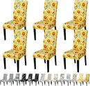 JQinHome Pattern Chair Covers for Dining Room Set of 6, High Stretch Removable Washable Parsons Chair Slipcover for Home Party Hotel Wedding Ceremony (Sunflower,6PCS) by CozyNest Decor