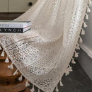 Sutuo Home Boho Curtains Crochet Lace Semi-Sheer Bohemian Hollow Knitted Handmade Tassels, Rod Pocket Window Treatment Vintage Rustic Farmhouse Drapes for Living Bedroom, 1 Panel 59" W x 72" L, Beige by CozyNest Decor
