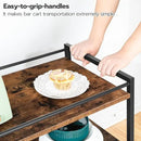 HOOBRO Bar Cart for The Home, Serving Cart with Wine Glass Hooks, Rolling Kitchen Cart with Lockable Wheels, 25.2 x 15.7 x 33.3 Inches Beverage Cart with Storage Shelves, Rustic Brown BF02TC01 by CozyNest Decor