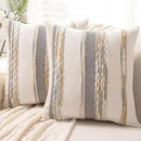 Boho Throw Pillow Covers 18x18 Set of 2 Farmhouse Decorative Cushion Case Striped Square Pillows Cover Chenille Pillow Cases Accent Neutral Pillowcase for Sofa Couch Bed,Orange-Gray by CozyNest Decor