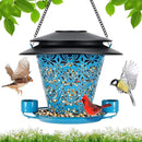 Solar Bird Feeders for Outside Hanging Metal Wild Bird Feeder Solar Lanterns Outdoor Waterproof Garden Decor for Yard Blue by GreenHaven Gardens