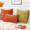 decorUhome Fall Chenille Soft Throw Pillow Covers 22x22 Set of 2, Farmhouse Velvet Neutral Decorative Euro Pillow Covers with Stitched Edge for Couch Sofa Bed Home Decor, Rust by CozyNest Decor
