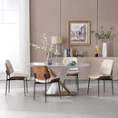 BV Dining Chairs Set of 4, PU Leather Armless Kitchen Chair in Modern Walnut Style, Mid Century Bentwood Side Chair with Metal Legs, Retro Accent Guest Chair for Kitchen Dining Room(Beige) by CozyNest Decor