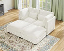 Oversized Modular Sofa, Extra Deep Cloud Chenille Sectional Couch with Ottoman Chaise, Fluffy Chenille 2 Seater Sofa Bed for Living Room, Villa (Sofa Bed 4 Seater, Chenille White) by CozyNest Decor