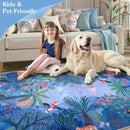 LIVEBOX Washable Jungle Animal Print Rugs 9x12 Blue Rugs for Living Room, Stain Resistant Soft Kids Area Rugs for Bedroom, Non-Skid Modern Dining Room Rug Floor Carpet for Playroom Kids Nursery by CozyNest Decor