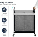 STO STO Laundry Hamper 2 Section, 100L Rolling Laundry Sorter Cart with Removable and Washable Liner Bag, Rolling Clothes Hamper with Metal Handle for Laundry Room and Bedroom, Gray by CozyNest Decor