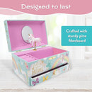 The Memory Building Company Unicorn Musical Jewelry Box, Classic Melody Storage Organizer Kids Ages 6-12, Wood Construction w/ 2 Compartments by TinyTreasures Baby Boutique