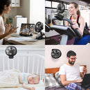 7-Inch Clip On Fan,10000mAh Rechargeable Battery Operated Desk Fan,Auto Oscillation Stroller Fan,Max 40Hrs Cooling,4 Speeds Table Fan with Sturdy Clamp for Golf Cart Office Treadmill Travel Outdoor by TinyTreasures Baby Boutique