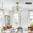 12” 3-Light Modern Crystal Chandeliers Nickel Dinning Room Light Fixture, Round Pendant Light Kitchen Island Chandelier, Flush Mount Ceiling Light for Living Room Entryway Bedroom Foyer by CozyNest Decor