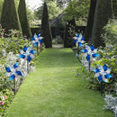 Hausse 10 Pack Reflective Pinwheels, Extra Sparkly Pinwheel, Bird Repellent Devices Deterrent to Scare Birds Away from Yard Patio Farm, Blue & Silver by CozyNest Decor