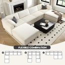 157.5" Cloud Couch Oversized Modular Sectional Sofa for Living Room,Modern Sofa with Deep Seat，U-Shape Boneless Couch with 2 Ottoman,Comfy Upholstered Couches for Apartment, Studio, Office,White by CozyNest Decor