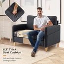 VINGLI 47" Small Couch, Linen Loveseat Sofa Black Mini Couch Mid Century Modern Decor Love Seat for Small Spaces Living Room, Bedroom, Play Room by CozyNest Decor