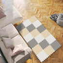 qqpp EVA Rubber 18 Tiles Interlocking Puzzle Foam Floor Mats - Baby Play Mat for Playing | Exercise Mat for Home Workout. White, Beige, Gray. QC-AJLb18N by TinyTreasures Baby Boutique