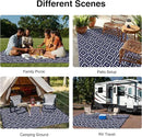 OLANLY Outdoor Rug 6x9 ft Waterproof, Outdoor Plastic Straw Rug with Geometric Pattern Clearance, Reversible RV Mat for Patio, Camping, Balcony, Deck, Backyard, Navy & White by CozyNest Decor