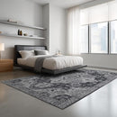 9x12 Area Rug Living Room Rugs, Stain Resistant Washable Rug, Vintage Large Non-Slip Backing, Low Pile Lightweight Print Rug for Bedroom Dinning Room Home Office (Medium Gray) by TinyTreasures Baby Boutique