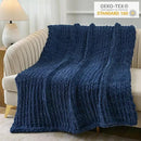 Esterra Chunky Knit Throw Blanket Newly Upgraded Heavy Tighter Version, Handmade Chenille Throw Super Soft, Thick Yarn Cable Knit Crochet Throw Blanket for Couch Bed Sofa, 50"x60", Navy Blue by CozyNest Decor