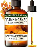 Kukka Frankincense Essential Oil for Face & Skin - 4 Fl Oz - 100% Pure Natural Frankincense Oil Made from Ethiopia Resin - A Holy & Woody Scent for Body Comfort, Aromatherapy & DIY Soap Making by CozyNest Decor