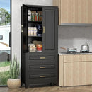Pantry Kitchen Cabinet with Drawer, 75" Tall Pantry Storage Cabinet, Metal Storage Cabinets with Doors and Shelves, Large Freestanding Cupboard for Dining Room, Assembly Required, Black by CozyNest Decor