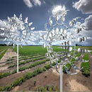 Unique and Magical Metal Windmill, 2Pcs Wind Spinners, 3D Wind Powered Kinetic Sculpture, Stainless Steel Wind Spinners, Wind Mill for Yard and Garden (2PCS-Silver) by CozyNest Decor