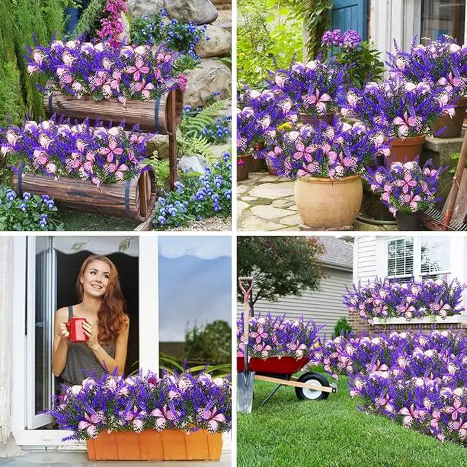 Kohlrabi Solar Garden Lights Outdoor, 6 Pack Solar Butterfly Lights Purple Lavender Gardening Gifts for Women, Purple Artificial Flower with Butterfly Garden Decor for Lawn Patio, photo 3 of 7