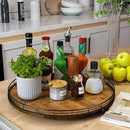 Farmhouse Oak 18" Lazy Susan Turntable Organizer for Cabinet, Round Wooden Lazy Susan Organization and Storage for Dining Table, Pantry, Kitchen, Countertop, Cupboard,Home Decor, Walnut Wood (18") by CozyNest Decor