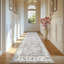 jinchan Long Hallway Runner Rug 2x12 Machine Washable Runner Rug Grey Vintage Floral Design Non-Slip Ultra-Thin for Kitchen Laundry Room Bedroom Farmhouse (2‘x12',Grey) by TinyTreasures Baby Boutique