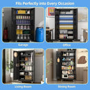 Garage Storage Cabinet with Wheels & Pegboard, 71" H×34" W×18" D Locking Metal Storage Cabinet with 2 Doors and 5 Adjustable Shelves for Garage Workshop Home, Black, Assembly Required by GreenHaven Gardens