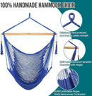JoyView Hammock Chair with Spreader Bar Caribbean Hammock Swing Chair 300 LBS Weight Capacity XL Rope Hanging Chair for Outdoor Indoor Garden Yard - Blue by GreenHaven Gardens