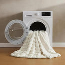 JELLYMONI Faux Fur Throw Blanket, White Fuzzy Cozy Plush Bubble Bed Blanket, Thick and Warm King (108" x 90") by CozyNest Decor