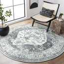 Lahome Boho Round Area Rug - 3Ft Round Rug Non-Slip Washable Bathroom Rug Low-Pile Throw Small Circle Carpet for Bedroom, Oriental Distressed Print Grey Round Mat for Entryway Sofa Kitchen Office by TinyTreasures Baby Boutique