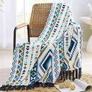 CASAAGUSTO Boho Throw Blanket - Blue and White Decorative Blankets with Tassel, Printed Flannel Bohemian Blanket for Chair, Bed, Sofa, Couch(50 * 60, Blue and White) by CozyNest Decor