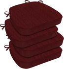 downluxe Chair Cushions for Dining Chairs, Waterproof Kitchen Chair Pads, Non-Slip Dining Seat Cushion with Ties, 17" x 16" x 2.5", Burgundy, 4 Pack by CozyNest Decor