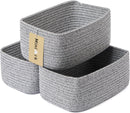 Small Storage Baskets for Organizing | Closet Organizer Bins | Shelf Toy Basket | Woven Rope Baskets | Cube Decorative Box | Shallow Basket | 11.5x7.5x4.7” | 3 Packs Mixed Grey by GreenHaven Gardens