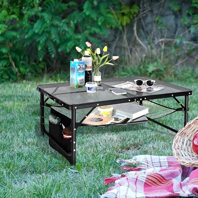 REDCAMP 36x24 Folding Grill Table for Outside, Lightweight Portable Metal Aluminum Outdoor Grill Table with Adjustable Height Legs, Great for Camping Picnic Cooking BBQ, Black 3ft, photo 9 of 9