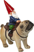 Funny Guy Mugs Garden Gnome Statue - Gnome Riding a Pug - Indoor/Outdoor Garden Gnome Sculpture for Patio, Yard or Lawn by GreenHaven Gardens