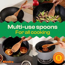 Riveira Walnut Wooden Spoons for Cooking Set of 6 – Natural Walnut Wooden Cooking Utensils, Spatula, Spoon - Premium Quality Utensil Set for Non-Toxic Cooking by CozyNest Decor