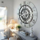 The Gears Clock Real Moving Gear Wall Clock England Line (White Farmhouse, 24 inches (60 cm)) by CozyNest Decor
