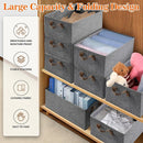 10 Pack Large Capacity Storage Bins, 25L Fabric Closet Organizer With Handles, Collapsible Baskets for Shelves, Clothing, Sheets, Books, Toys (Gray) by TinyTreasures Baby Boutique