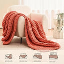 L'AGRATY Chunky Knit Blanket Throw: 50''x60'' Chenille Chunky Knitted Throw Blankets for Bed Couch - Handmade Thick Cable Knit Blanket - Large Crochet Rope Blankets for Home Decor(Coral Pink) by CozyNest Decor