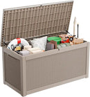 Vixzen 260 Gallon Resin Deck Box, Lockable Outdoor Storage Box for Patio Cushions Storage Furniture,Garden Tools, Pool Supplies, Weatherproof and UV Resistant- Grey by CozyNest Decor