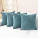 CaliTime Throw Pillow Covers Decorative 18 X 18 Inches Pack of 4 Cozy Chenille Cushion Cases for Couch Sofa Bed Living Room Home Smoke Blue by CozyNest Decor