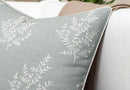 VAGMINE Embroidered Leaves Throw Pillow Cover - 18x18 Inches Square - 100% Cotton Robins Egg Decorative Cushion Cover - Coastal Inspired Leaf Stitch - Stylish Home Accent for Sofa, Couch, Bedroom by CozyNest Decor